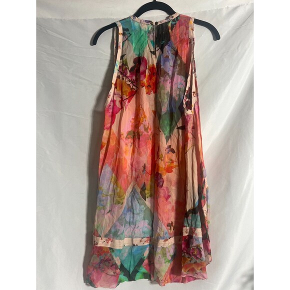 Nicole Miller Artelier BLUSH/MULTI WATERCOLOR Floral Hi-Low Top Sz PS - Picture 4 of 10